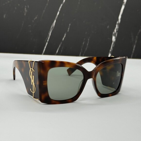 NEW SL M119 BLAZE 002 SAINT LAURENT BLAZE HAVANA OVERSIZED SUNGLASSES SLM119 - Picture 5 of 13